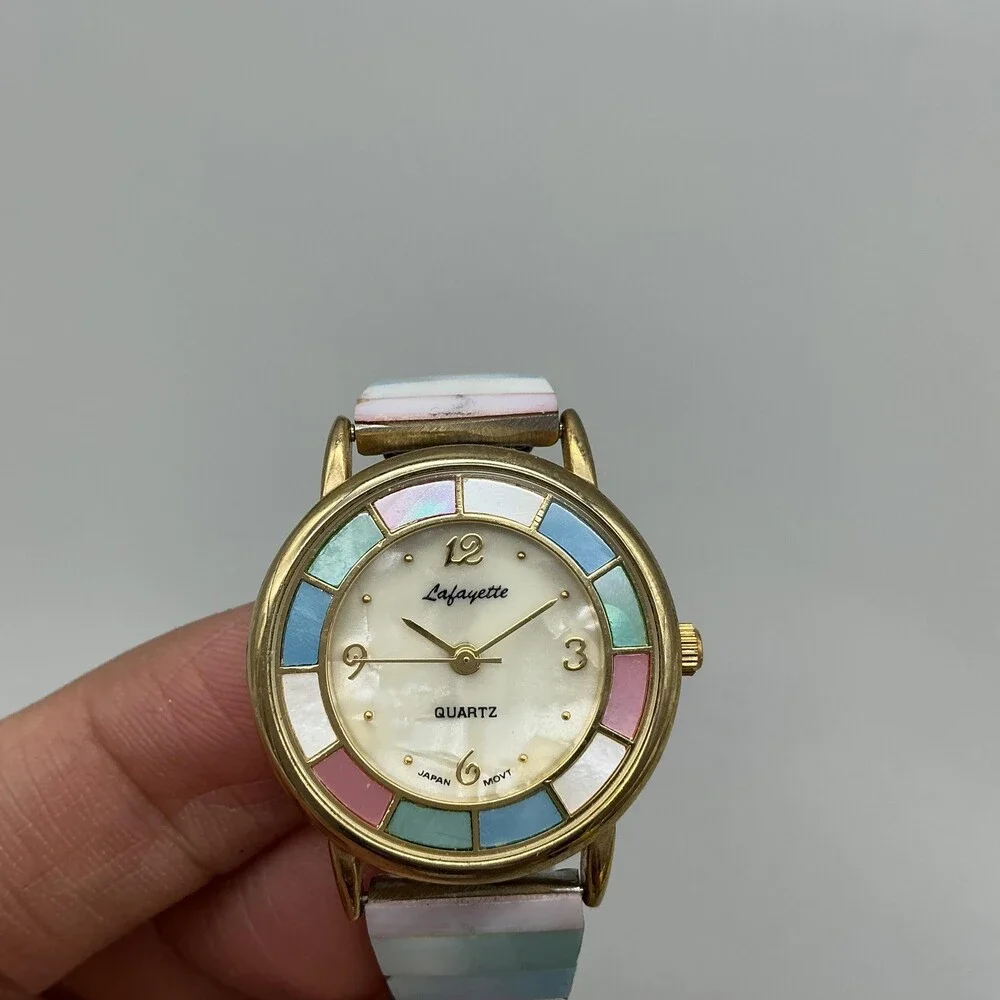 Lafayette Womens Watch 27mm Multicolor Dial Pastel Expansion Band New Battery